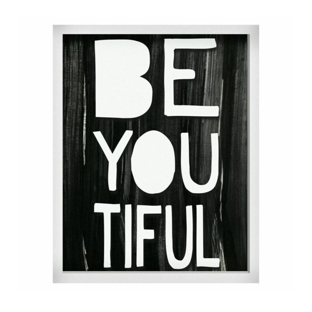 Glass Art Pillow fort black & white wall frame decor Be-you-tiful Printed 1pack